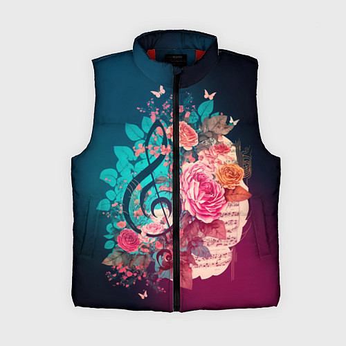 Женский жилет Цветы и музыкальная нота / 3D-Красный – фото 1