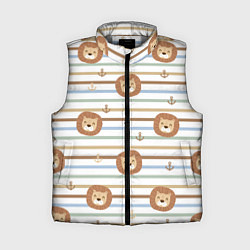 Женский жилет Лев и якори: полосы - паттерн, цвет: 3D-светло-серый