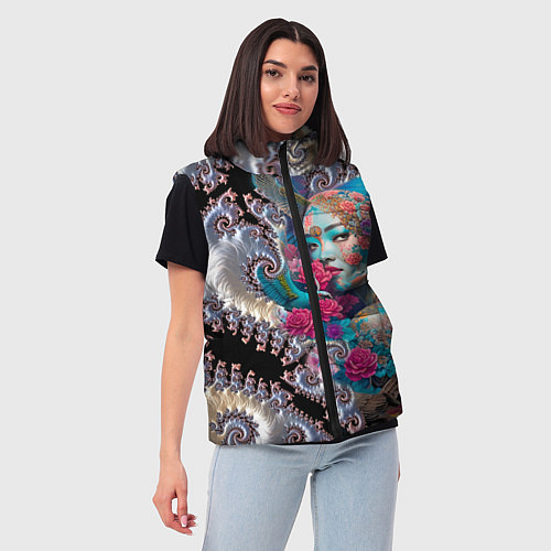 Женский жилет Japanese beauty - irezumi / 3D-Светло-серый – фото 3