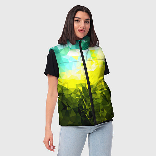 Женский жилет Green abstract colors / 3D-Светло-серый – фото 3