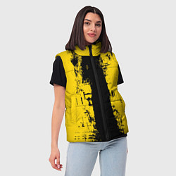 Женский жилет Вертикальная черно-желтая полоса Cyberpunk 2077, цвет: 3D-красный — фото 2