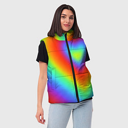 Женский жилет Сердце - радужный градиент, цвет: 3D-черный — фото 2