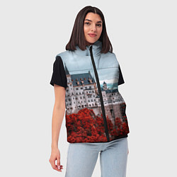 Женский жилет Замок в горах и красный лес, цвет: 3D-черный — фото 2