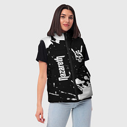 Женский жилет Nazareth и рок символ на темном фоне, цвет: 3D-черный — фото 2