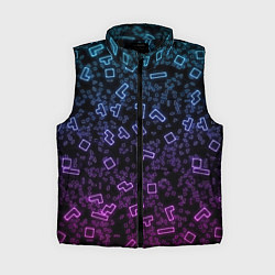 Женский жилет Неоновый узор тетрис, цвет: 3D-черный