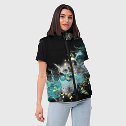 Женский жилет Неоновая абстракция с золотым боке, цвет: 3D-светло-серый — фото 2