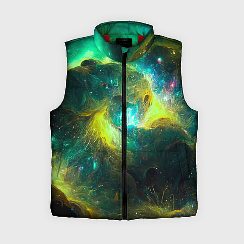 Женский жилет Небула в космосе в зеленых тонах - нейронная сеть / 3D-Красный – фото 1