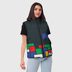 Женский жилет Падающий блок тетрис, цвет: 3D-черный — фото 2