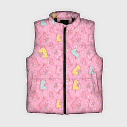 Женский жилет Милый единорог паттерн, цвет: 3D-черный