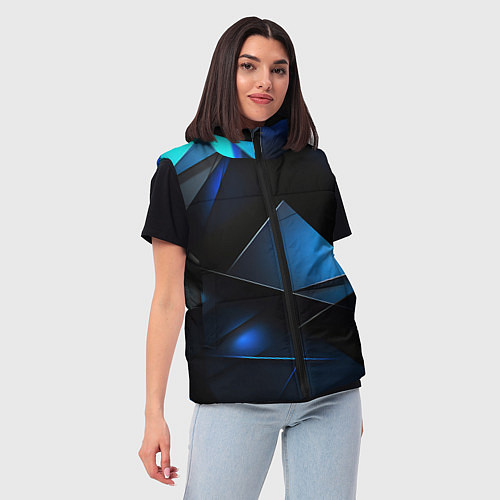 Женский жилет Blue black texture / 3D-Светло-серый – фото 3