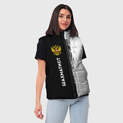 Женский жилет Шахматист из России и герб РФ: по-вертикали, цвет: 3D-черный — фото 2