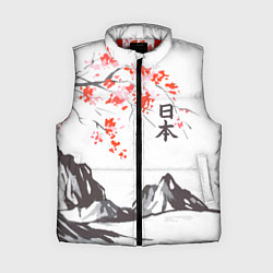 Женский жилет Цветущая сакура и солнце - Япония, цвет: 3D-красный