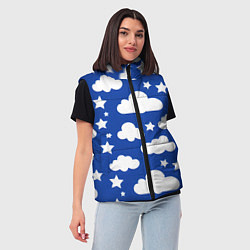 Женский жилет Облака и звёздочки, цвет: 3D-черный — фото 2