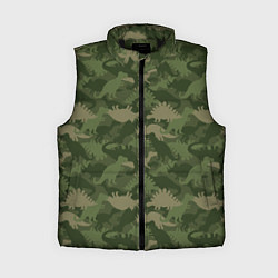Женский жилет Камуфляж из динозавров, цвет: 3D-черный