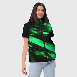 Женский жилет Зеленая неоновая абстракция, цвет: 3D-красный — фото 2