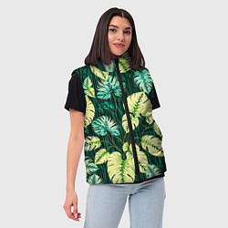 Женский жилет Листья узор тропический, цвет: 3D-красный — фото 2