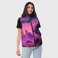 Женский жилет Киберпанк в лиловом цвете, цвет: 3D-красный — фото 2