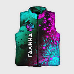 Женский жилет Галина и неоновый герб России: по-вертикали, цвет: 3D-черный