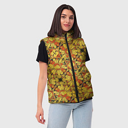 Женский жилет Красно-желтые цветочки, цвет: 3D-черный — фото 2