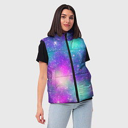 Женский жилет Яркий розово-голубой космос, цвет: 3D-красный — фото 2