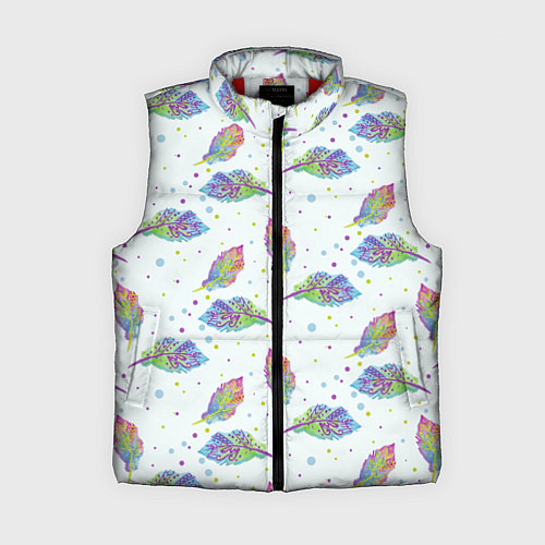 Женский жилет Цветные листочки / 3D-Красный – фото 1