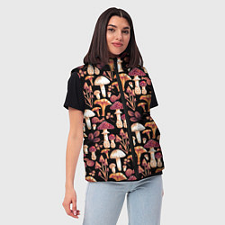 Женский жилет Грибы в сепии, цвет: 3D-черный — фото 2