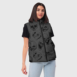 Женский жилет Раскиданные черепа, цвет: 3D-черный — фото 2