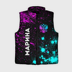 Женский жилет Марина и неоновый герб России: надпись, символ, цвет: 3D-черный