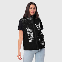 Женский жилет Hollywood Undead и рок символ на темном фоне, цвет: 3D-черный — фото 2