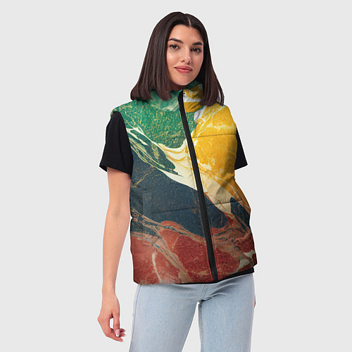 Женский жилет Мраморная радуга / 3D-Светло-серый – фото 3
