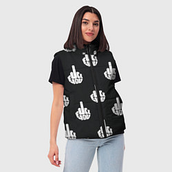 Женский жилет С факами на английском - паттерн, цвет: 3D-черный — фото 2