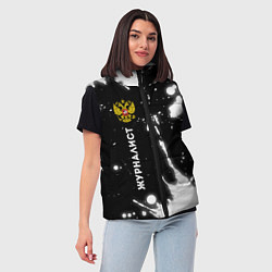 Женский жилет Журналист из России и герб РФ: по-вертикали, цвет: 3D-черный — фото 2