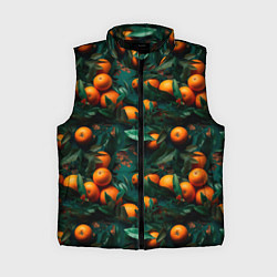 Женский жилет Яркие апельсины, цвет: 3D-черный