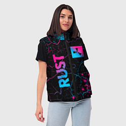 Женский жилет Rust - neon gradient: надпись, символ, цвет: 3D-черный — фото 2