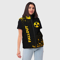 Женский жилет Fallout - gold gradient: надпись, символ, цвет: 3D-черный — фото 2