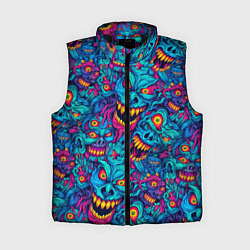Женский жилет Неоновые монстры - graffiti art style pattern, цвет: 3D-черный