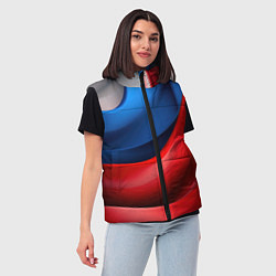 Женский жилет Абстракция белый синий красный, цвет: 3D-красный — фото 2
