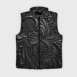 Женский жилет Объемная черная текстура из кожи