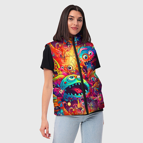 Женский жилет Кислотные чудики / 3D-Светло-серый – фото 3
