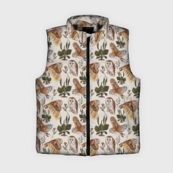 Женский жилет Совы и подорожник, цвет: 3D-черный