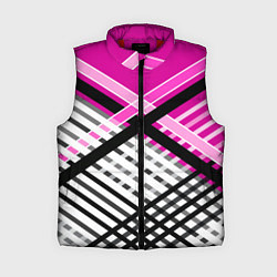 Женский жилет Черно-белые косые переплетенные полосы на малиново