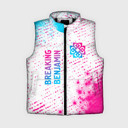 Женский жилет Breaking Benjamin neon gradient style: надпись, си, цвет: 3D-черный
