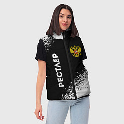 Женский жилет Рестлер из России и герб РФ: надпись, символ, цвет: 3D-черный — фото 2