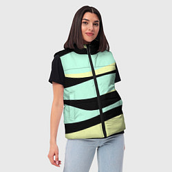 Женский жилет Черно-бирюзовая абстракция, цвет: 3D-черный — фото 2