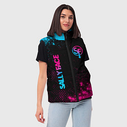Женский жилет Sally Face - neon gradient: надпись, символ, цвет: 3D-черный — фото 2