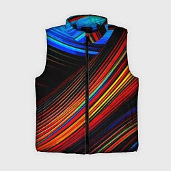 Женский жилет Смесь ярких линий абстракция, цвет: 3D-черный