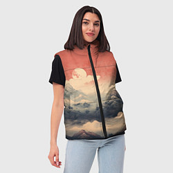 Женский жилет Горный ретро пейзаж, цвет: 3D-красный — фото 2
