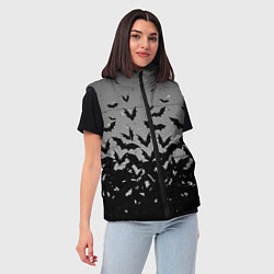 Женский жилет Серый фон и летучие мыши, цвет: 3D-светло-серый — фото 2
