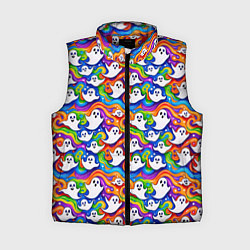 Женский жилет Веселые привидения на красочном фоне, цвет: 3D-красный