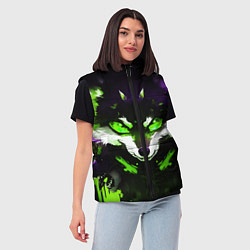 Женский жилет Кислотный енот, цвет: 3D-черный — фото 2